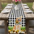 thumbnail image 4 of Cute Puppy Sunflowers Table Runner 90 Inches, Farmhouse Eucalyptus Black White Bed Runner Dresser Scarves Tabletop for Indoor Outdoor Parties/Ceremony/Banquet, 13" x 90", 4 of 9