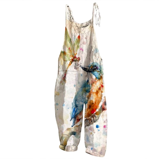 Mameluco con bolsillo estampado informal a la moda para mujer, mono largo con tirantes, mono