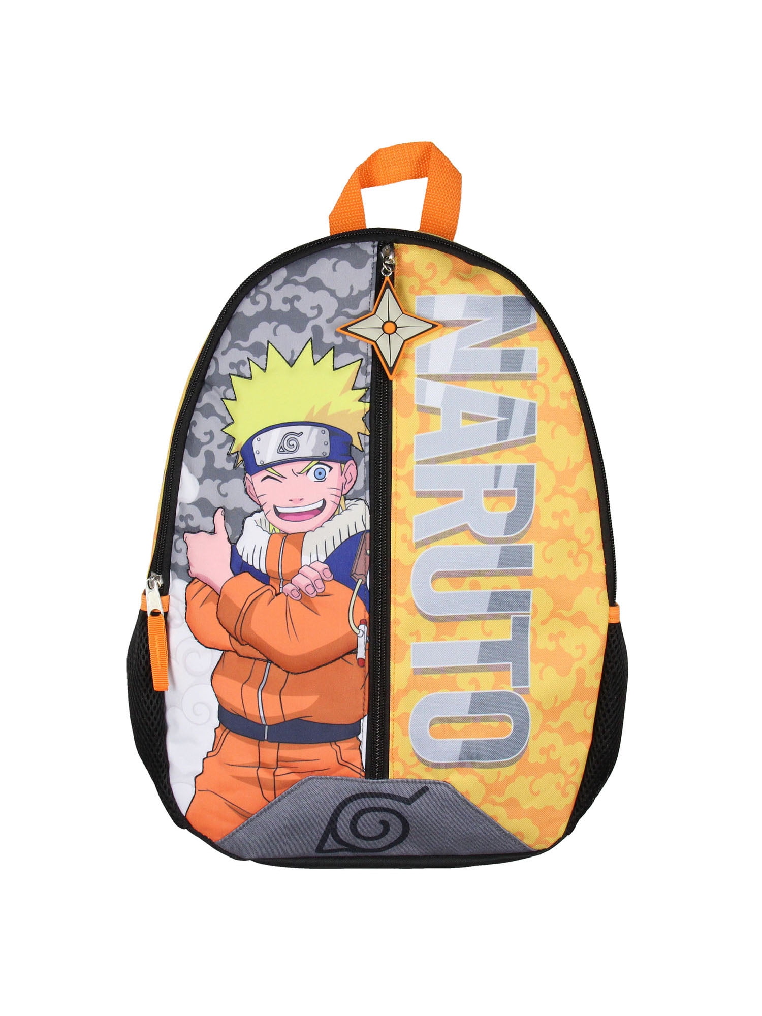 Naruto Backpack 3D Quilted Character 16" Kids School Travel Backpack w/ Rubber Shurukien Zipper Pull