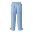 thumbnail image 7 of Stralyhd Womens Capri Pants Cotton Linen Pants 2026 Summer Casual Capri Straight Leg Elastic Drawstring Palazzo with Pockets Sky Blue S, 7 of 7