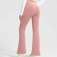 thumbnail image 2 of Oksale Womens Flare Pants Tummy Control Yoga Leggings Butt Lifting Athletic Tights Elastic High Waisted Trousers Soft Comfy Pants Pink S, 2 of 8