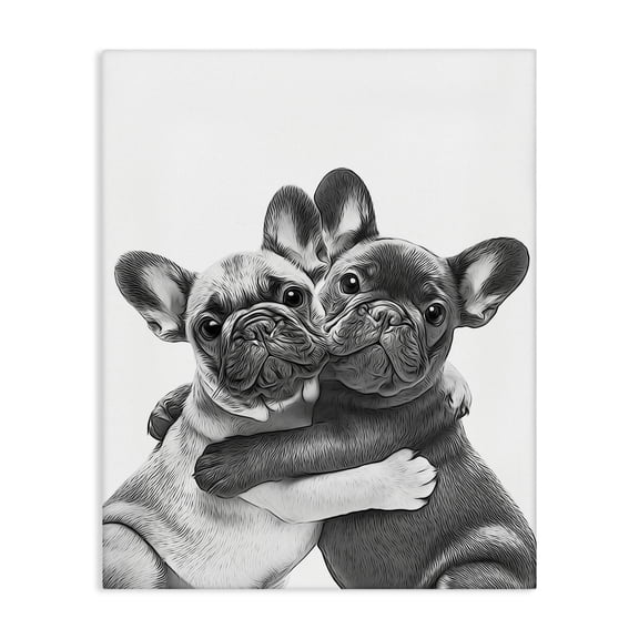 Stupell Industries Hugging Dog Pair Animals & Insects Painting Gallery Wrapped Canvas Art Print Wall Art, 16 x 20