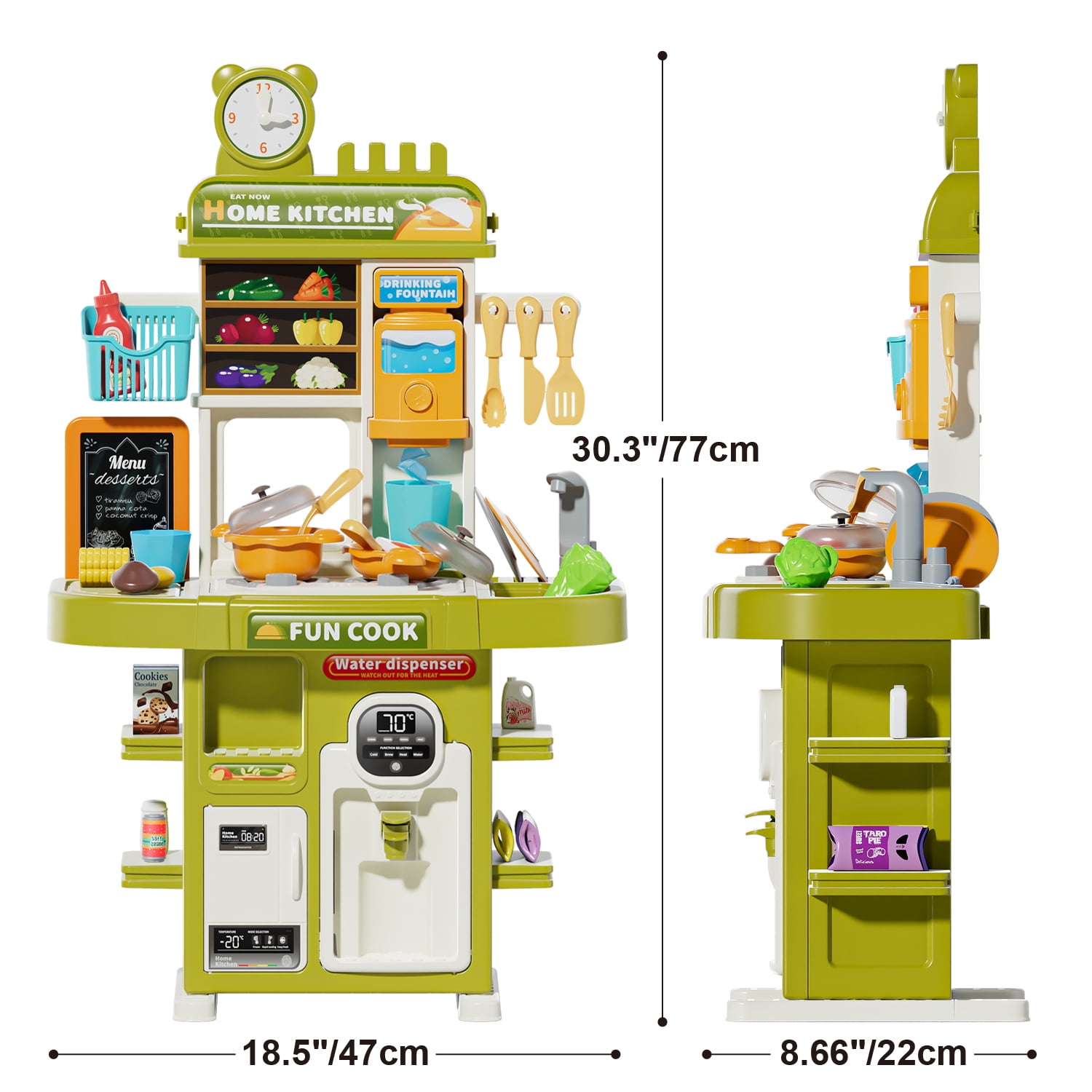 OROLIVING 57pcs Kitchen Playset for Toddlers, Pretend Play Kitchen