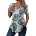 thumbnail image 5 of FOLUNSI Casual Floral Henley Shirt Knit - V-Neck Short Sleeve Blouse - M-4X, 5 of 6