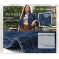 thumbnail image 3 of Agnes Orinda Women's Plus Size Denim Trucker Jacket Turn Down Collar Long Sleeve Button Down Casual Jean Jackets with Pockets 1X Dark Blue, 3 of 8