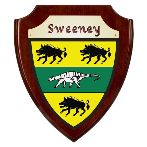 Sweeney Irish Coat of Arms Shield Plaque - Rosewood Finish