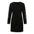 thumbnail image 3 of PATLOLLAV Fall Clothes for Women,Womens Autumn Winter Casual Long Sleeve Floral Embroidery Sweatshirt Dress Black M, 3 of 6