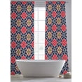 thumbnail image 5 of Morocco Red Sheer Curtains 2 Panels Set and Blue Geometric Floral Sheer Window Curtains Light Filtering Rod Pocket Voile Drapes for Bedroom Living Room 52"X96", 5 of 9
