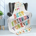 thumbnail image 4 of Best Friend Soft Flannel Fleece Throw Blanket, Vibrant Bff Design with Hearts Stars Polka Dots Funky Font Wording, Cozy Plush for Indoor and Outdoor Use, 50" x 60", Multicolor, by Ambesonne, 4 of 5