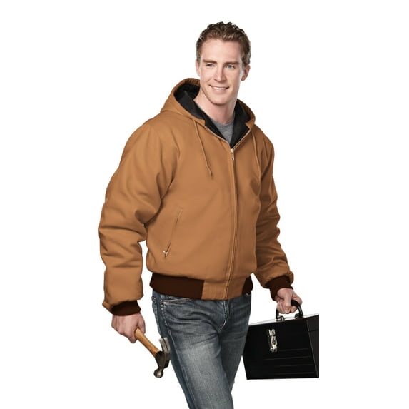 Tri-Mountain Timberline 4600 Cotton hooded work jacket, 6X-Large Tall, Spice/Black