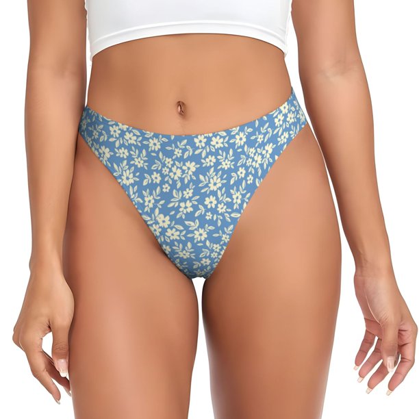 Fotbe Floral Retro Style Tanga Sin Costuras para Mujer con Estampado – Panties Invisibles, Transpirables y Cómodos para Uso Diario-4X-Large