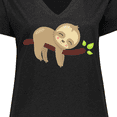 thumbnail image 4 of Inktastic Cute Sloth, Baby Sloth, Lazy Sloth, Sleeping Sloth Women's Plus Size V-Neck T-Shirt, 4 of 5