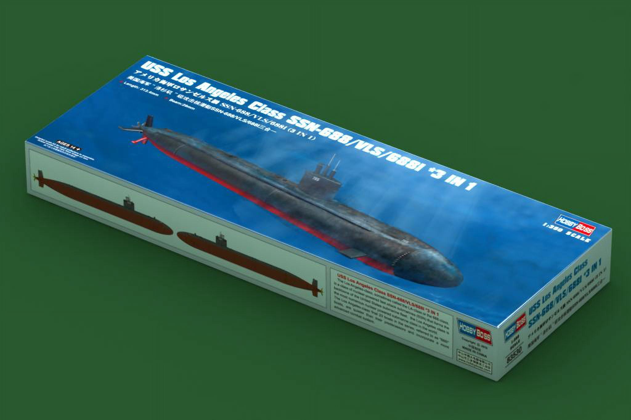 Hobby Boss USS Los Angeles Class SSN-688/VLS/688I 3-in-1 Boat Model Building Kit Multi-Colored