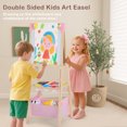 thumbnail image 6 of LINLUX Double-Sided Art Easel for Kids, 3 in 1 Wooden Kids Easel w/Paper Roller & Art Supplies, Pink, 6 of 11