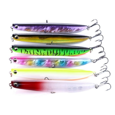 HENGJIA 6PCS Fishing Lures for Bass Fishing Saltwater Popper Lures Large Topwater Fishing Lures Pencil Lures Sinking Hard Bait Pencil Popper Lure Surf Fishing Lures Pencil Lure 4.72in/0.63oz