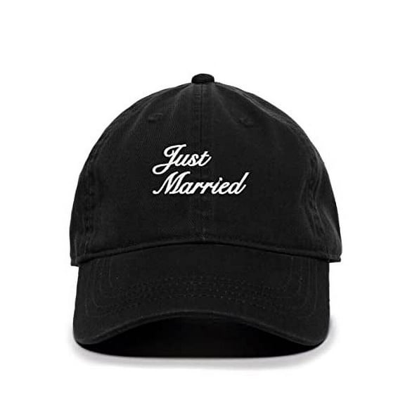 Tech Design Just Married Baseball Cap Embroidered Cotton Adjustable Dad Hat Black