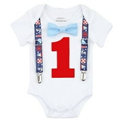 Noah's Boytique Baby Boys Nautical Whales First Birthday Outfit (6-12 Months)