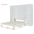 thumbnail image 2 of Harper & Bright Designs Queen Size Murphy Bed Wall Bed with 2 Side Closet, Drawers and Shelves, Cabinet Bed Folding Wall Bed Perfect for Guest Room Bedroom, White, 2 of 17