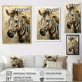 thumbnail image 4 of Designart "Zebra Color Pop In Beige And Gold I" Animals Zebra Floater Framed Canvas Wall Art, 4 of 5