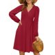 thumbnail image 2 of UVN Vestidos de Otoño para Mujer, Vestido Midi de Manga Larga con Cuello en V y Corte a, Vestido Veraniego con Estampado Floral de Playa Boho, 2 of 7