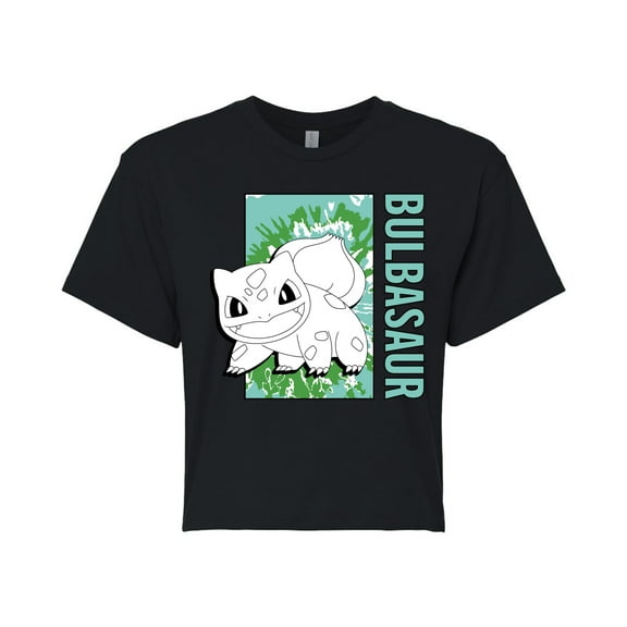 Pokémon - Tie Dye Bulbasaur - Juniors Cropped Cotton Blend T-Shirt