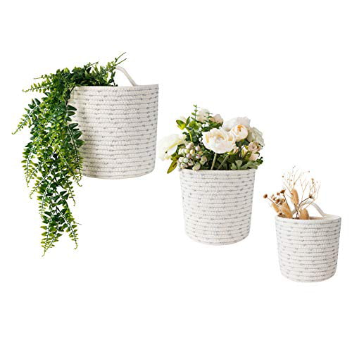 Wall Hanging Organizer Storage Baskets Set of 2,Small Cotton Rope Baskets for Baby Nursery and Home Décor,Gift Woven Baskets 