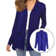 thumbnail image 3 of Cárdigan informal de manga larga para mujer, cárdigan de punto grueso con frente abierto, prendas de vestir Azul Oscuro XL Yuyangstore abrigo abrigo, 3 of 8