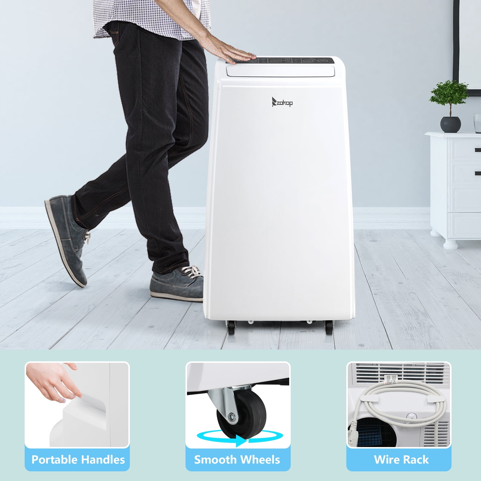 EasingRoom 12000BTU 110V Overhead Air Mobile Portable Refrigeration Air Conditioner ,White