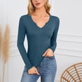 thumbnail image 2 of Timegard Going out Tops for Women Long Sleeve V Neck T Shirts Causal Solid Color Slim Fitted Basic Blouses, 2 of 8