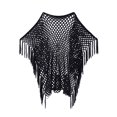 thumbnail image 4 of Women Sheer Poncho Top Lightweight Knit Crochet Shrug Bolero Mesh Batwing Sleeve Sweater Cover Up Beachwear Through Sequin Fishnet Shawl Knit Shrug Shawl Beach Party Outfits, 4 of 4