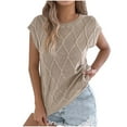 thumbnail image 2 of Hxlamzoo Women's Cable Knit Sleeveless Blouse Round Neck Loose Fit Casual Summer Knitted Tops, 2 of 8