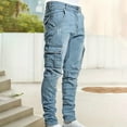 thumbnail image 2 of Jeans for Men Style Side Pencil Pants with Pockets Skinny Fit Jeans Stretch Casual Comfort Outdoor Denim Pants, 2 of 8