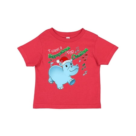 

Inktastic I Want a Hippopotamus for Christmas Hippo in Santa Hat Gift Toddler Boy or Toddler Girl T-Shirt