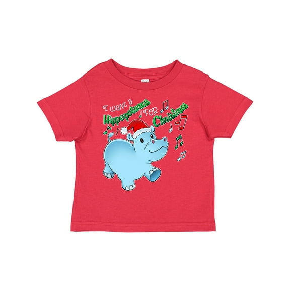 Inktastic I Want a Hippopotamus for Christmas Hippo in Santa Hat Boys or Girls Toddler T-Shirt