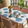 thumbnail image 3 of Abstract Geometric Table Cloths for 4 Foot Rectangle Tables, Farmhouse Vintage Polka Dot Teal Blue Patio Waterproof Elastic Fitted Tablecloths, Washable Rectangular Table Cover for Camping, 3 of 8