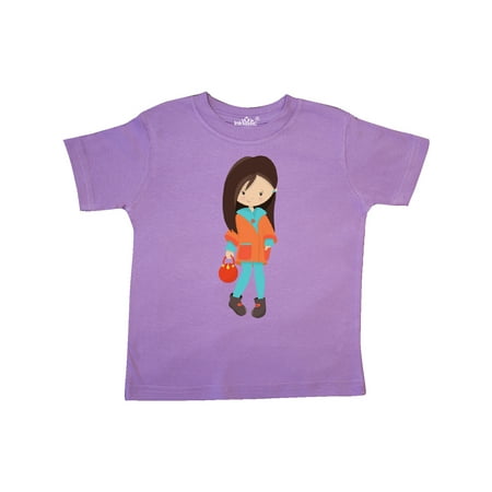 

Inktastic Fashion Girl Brown Hair Orange Jacket Leggings Gift Toddler Toddler Girl T-Shirt