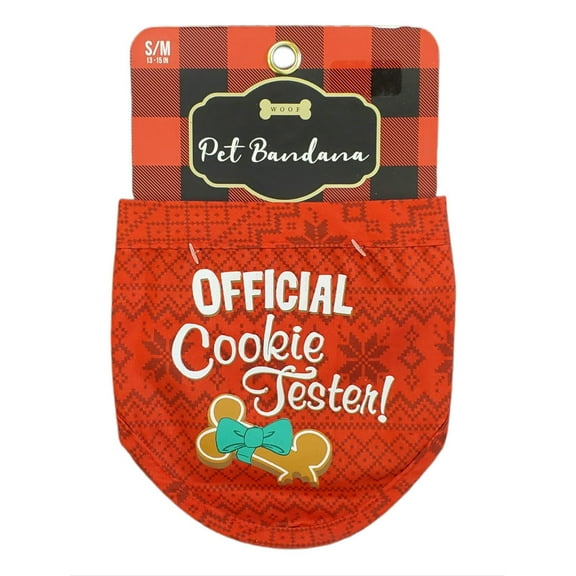 WOOF, PET BANDANA, OFFICIAL COOKIE TESTER, S/M 13-15 IN