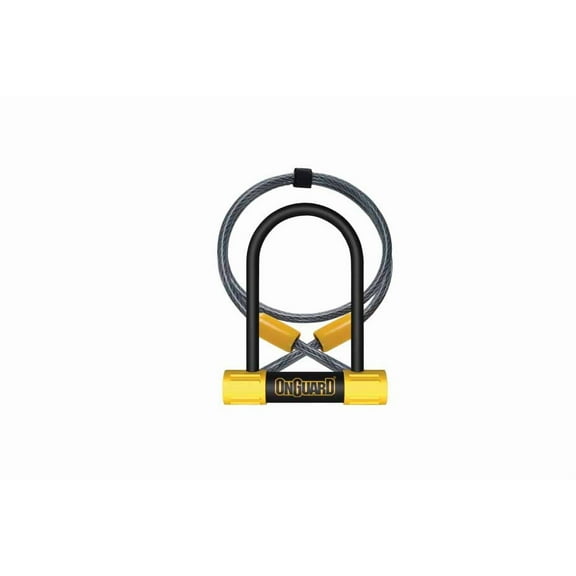 OnGuard Bulldog Mini DT U-Lock with Cable: 3.5 x 5.5", Black/Yellow