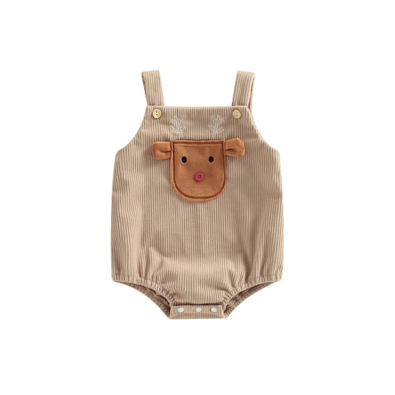 Bagilaanoe Newborn Baby Girl Boy Christmas Rompers Santa Claus/Tree/Elk Print Sleeveless Bodysuits 3M 6M 12M 18M Infant Corduroy One Piece Short Jumpsuit