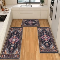 IsecretJoy Non Slip Kitchen Rugs Sets of 3, Washable Kitchen Mats for Floor Waterproof & Stain Resistant Runner Rug for Kitchen, Laundry Room, Hallway