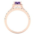 thumbnail image 4 of Clara Pucci 14K Rose Gold Princess Cut 0.75Ct Simulated Alexandrite Engagement Ring + Matching Band - Luxury Box Included, 4 of 7