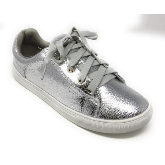 Forever Young Women's Metallic Textured Lace up Sneakers