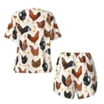 thumbnail image 5 of Naloa Roosters and Chickens Women's Short-Sleeved Pajama Set, Loungewear, Summer pajamas, Breathable Cozy - Small, 5 of 9