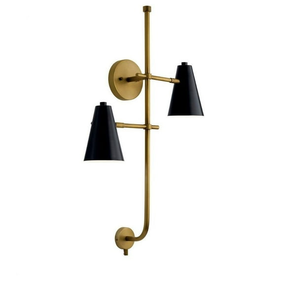 2 Light Wall Sconce in Mid-Century Modern Style-30.5 inches Tall and 18.25 inches Wide-Black Finish Bailey Street Home 147-Bel-4435959