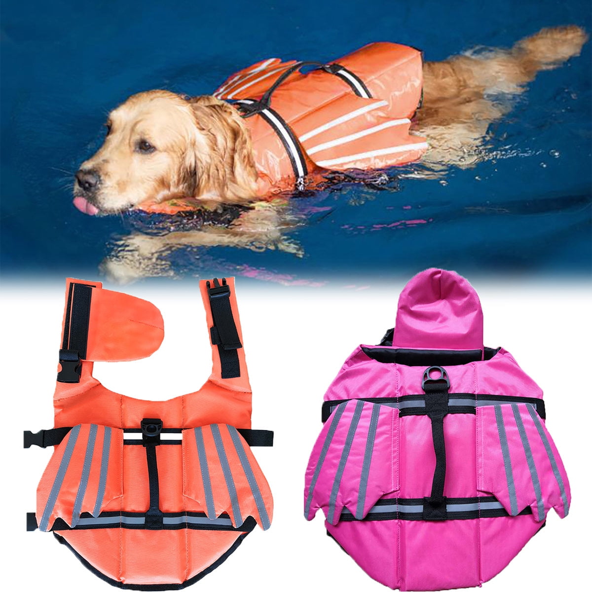 Reflective Pet Life Vest Preserver Adjustable Wing Lifesaver Swimsuit with Rescue Handle IDOMIK Dog Life Jacket for Small Medium Large Dogs Dog Flotation Jacket Coat for Beach Pool Boating Swimming