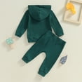 thumbnail image 3 of Toddler Baby Girl Boy Fall Winter Outfits Ribbed Long Sleeve Button Front Hoodie Pullover Tops and Pants Set Casual 2Pcs Clothes, 3 of 7
