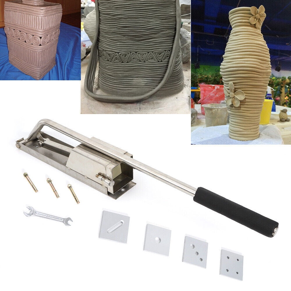 Miumaeov Manual Mud Clay Extruder Stainless Steel 4 Layers Mold Ceramic Soft Clay Extrusion Mud Machine with Handle Mud Clay Tool Machine Wall Mounted for Pottery and Ceramics Tools