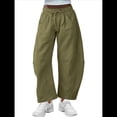thumbnail image 3 of Pantalones Deportivos para Mujer con Cintura Elástica, Pierna y Cordón Ajustable, Estilo Palazzo Informal con Bolsillos. Verde M, 3 of 6