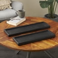 thumbnail image 2 of DecMode 22", 18"W Black Marble Slim Textured Tray, 2-Pieces, 2 of 9