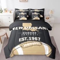 Erosebridal American Football Gamer Bedding Sets Twin Size,Rugby City Comforter Sets with Sheets,New Orleans Bed in a Bag Twin Size For Boys,Lightweight Bedroom Decor Reversible,7-Piece